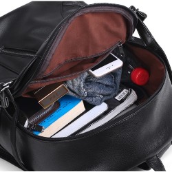 Mens Backpack External USB Charge Waterproof Fashion Leather Travel Bag